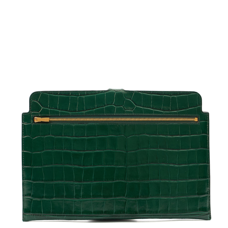 Picture of Mulberry Clutch Studded Pouch in Jungle Green, Exotic Effect Leather