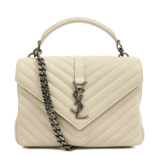 Picture of Saint Laurent Top Handle College - Medium in Neutral, Calfskin Leather