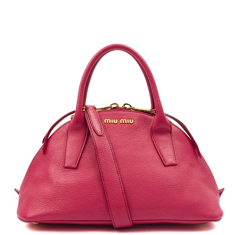 Picture of Miu Miu Shoulder Bag Bowling Bag - Small in Pink, Leather