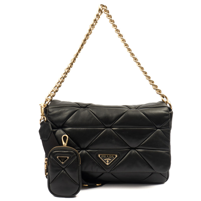 Picture of Prada Cross Body System Patchwork bag in Black, Leather