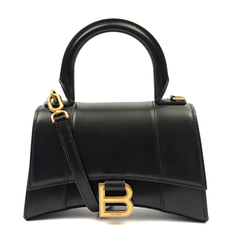 Picture of Balenciaga Top Handle Hourglass Top Handle XS in Black, Veau (Calfskin)
