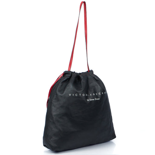 Picture of Victoria Beckham Tote Drawstring Bucket Bag in Black, Leather