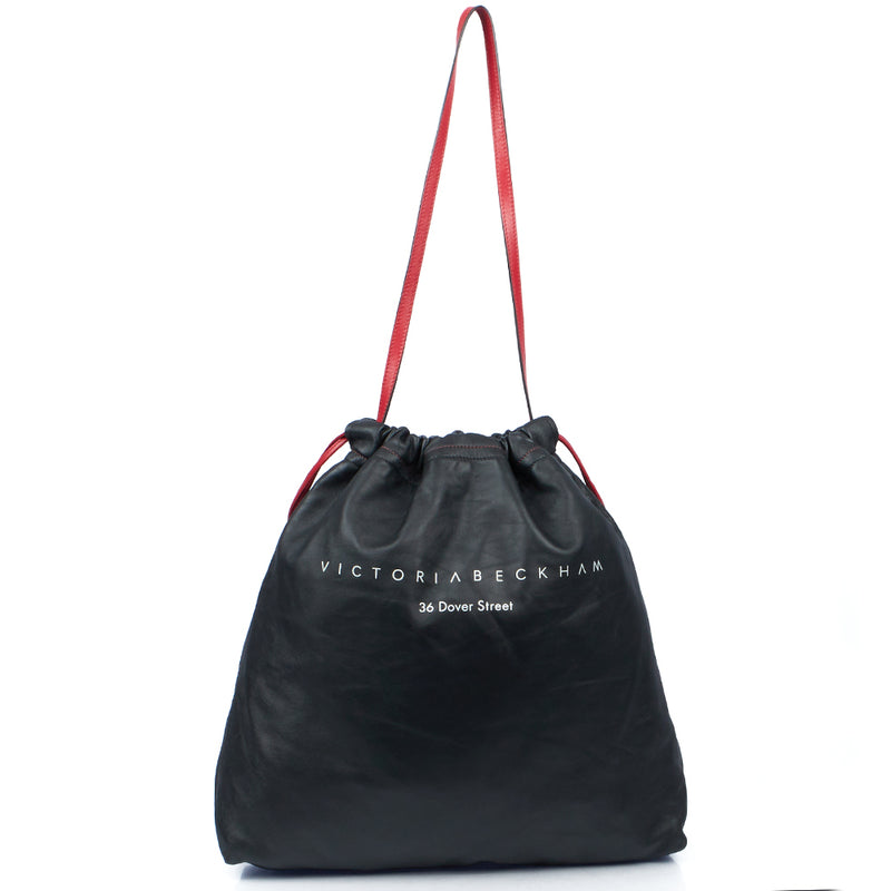 Picture of Victoria Beckham Tote Drawstring Bucket Bag in Black, Leather