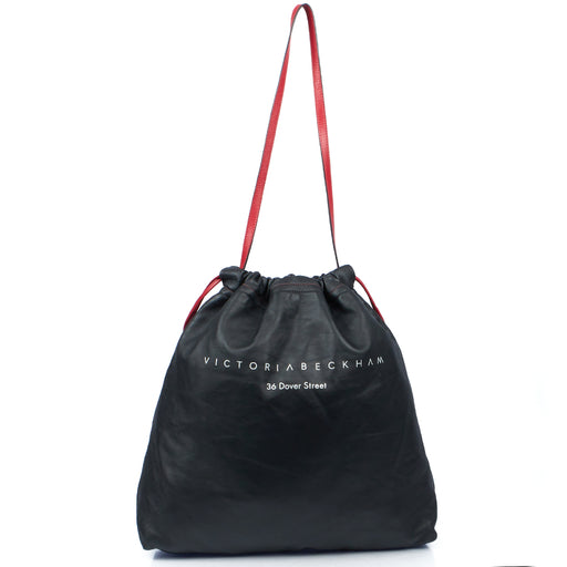 Picture of Victoria Beckham Tote Drawstring Bucket Bag in Black, Leather