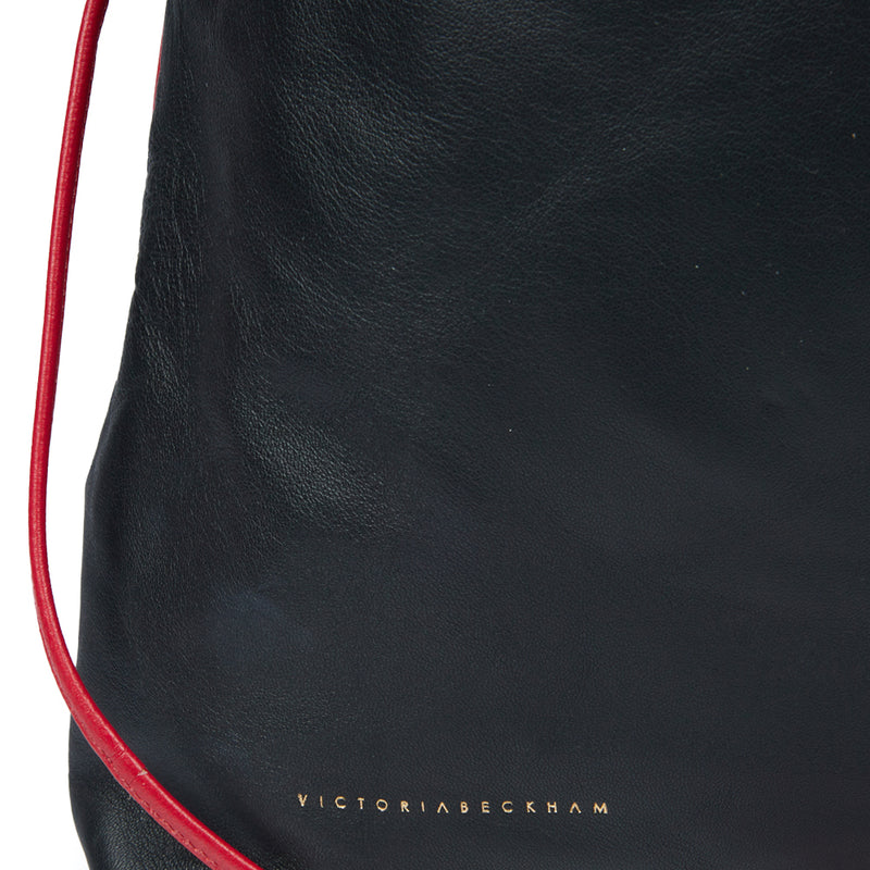 Picture of Victoria Beckham Tote Drawstring Bucket Bag in Black, Leather