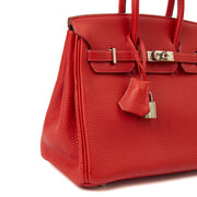 Picture of Hermes Tote Birkin 25 in Rouge Garance, Togo Leather