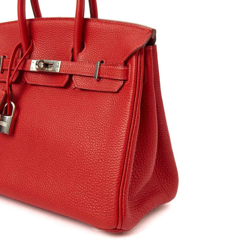 Picture of Hermes Tote Birkin 25 in Rouge Garance, Togo Leather