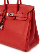Picture of Hermes Tote Birkin 25 in Rouge Garance, Togo Leather