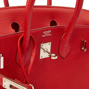 Picture of Hermes Tote Birkin 25 in Rouge Garance, Togo Leather