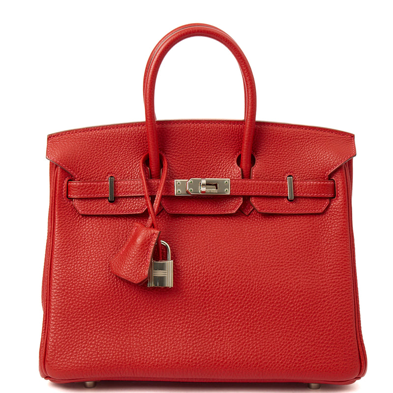 Picture of Hermes Tote Birkin 25 in Rouge Garance, Togo Leather