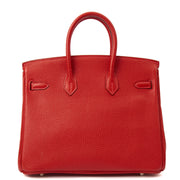 Picture of Hermes Tote Birkin 25 in Rouge Garance, Togo Leather