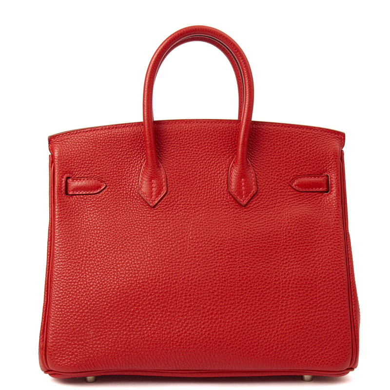 Picture of Hermes Tote Birkin 25 in Rouge Garance, Togo Leather