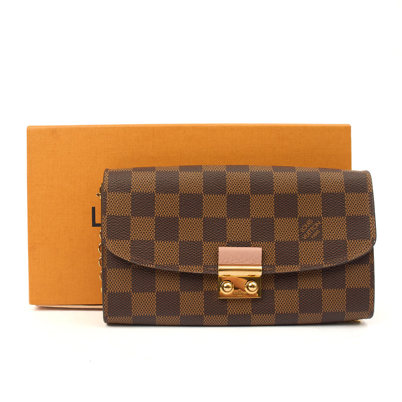 Picture of Louis Vuitton Cross Body Croisette Wallet on Chain in Damier Ebene, Canvas