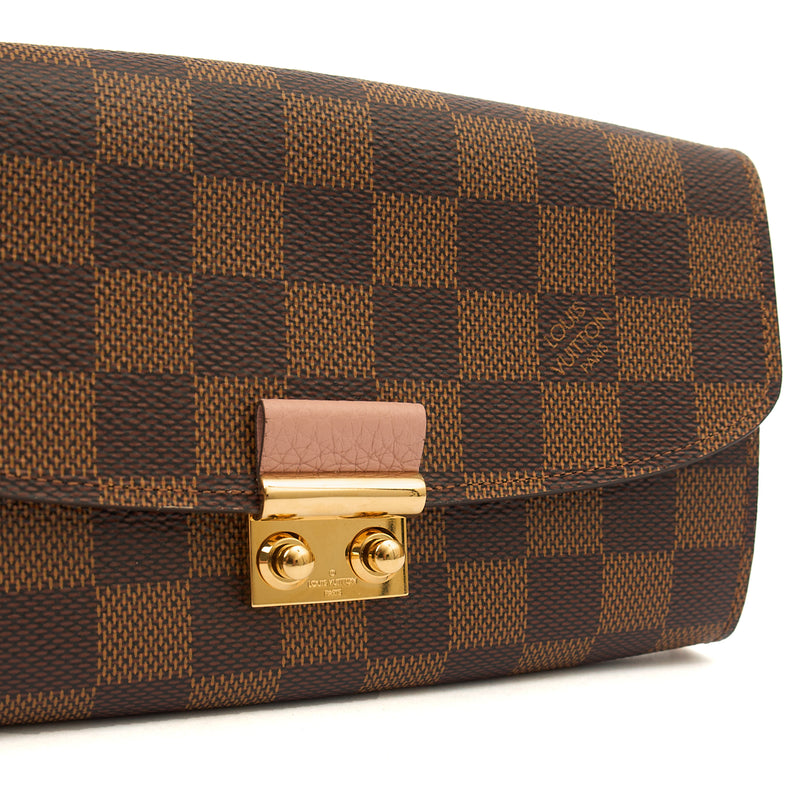 Picture of Louis Vuitton Cross Body Croisette Wallet on Chain in Damier Ebene, Canvas