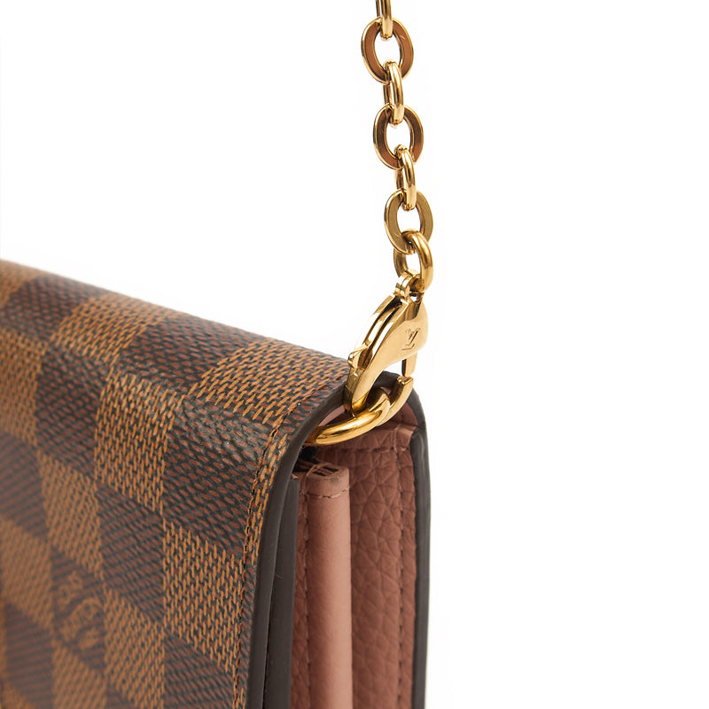 Picture of Louis Vuitton Cross Body Croisette Wallet on Chain in Damier Ebene, Canvas