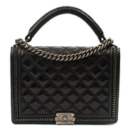 Picture of Chanel Top Handle Boy Top Handle - Medium in Black, Calfskin Leather