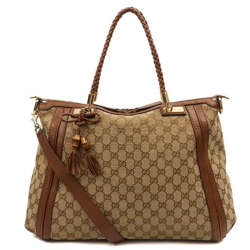 Picture of Gucci Tote Bamboo Shopper Tote - Medium in Brown, Canvas