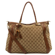 Picture of Gucci Tote Bamboo Shopper Tote - Medium in Brown, Canvas