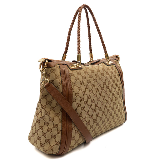 Picture of Gucci Tote Bamboo Shopper Tote - Medium in Brown, Canvas