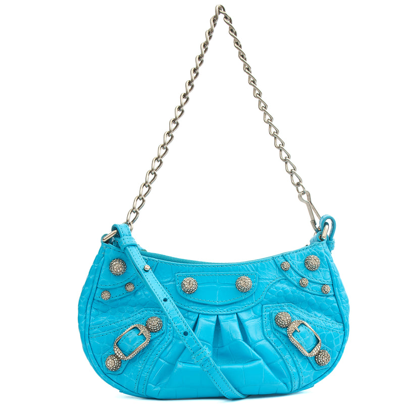 Picture of Balenciaga Cross Body Le Cagole S in Blue, Exotic Effect Leather