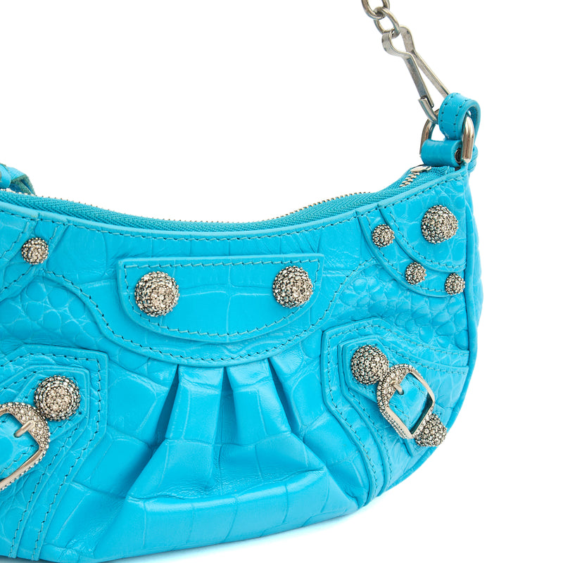 Picture of Balenciaga Cross Body Le Cagole S in Blue, Exotic Effect Leather