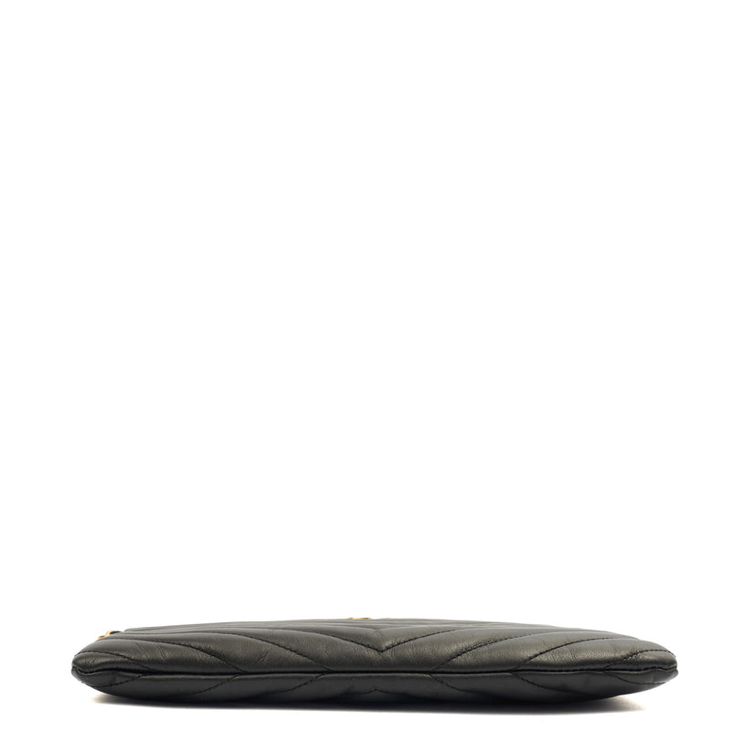 Picture of Saint Laurent Clutch Cassandre Zipped Pouch - Large in Black, Leather