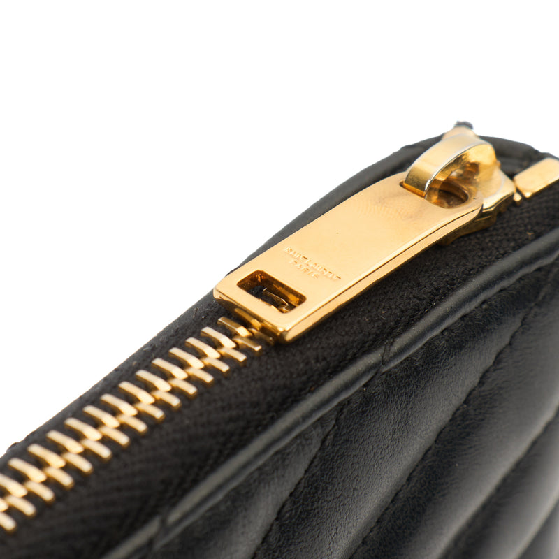 Picture of Saint Laurent Clutch Cassandre Zipped Pouch - Large in Black, Leather