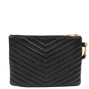Picture of Saint Laurent Clutch Cassandre Zipped Pouch - Large in Black, Leather