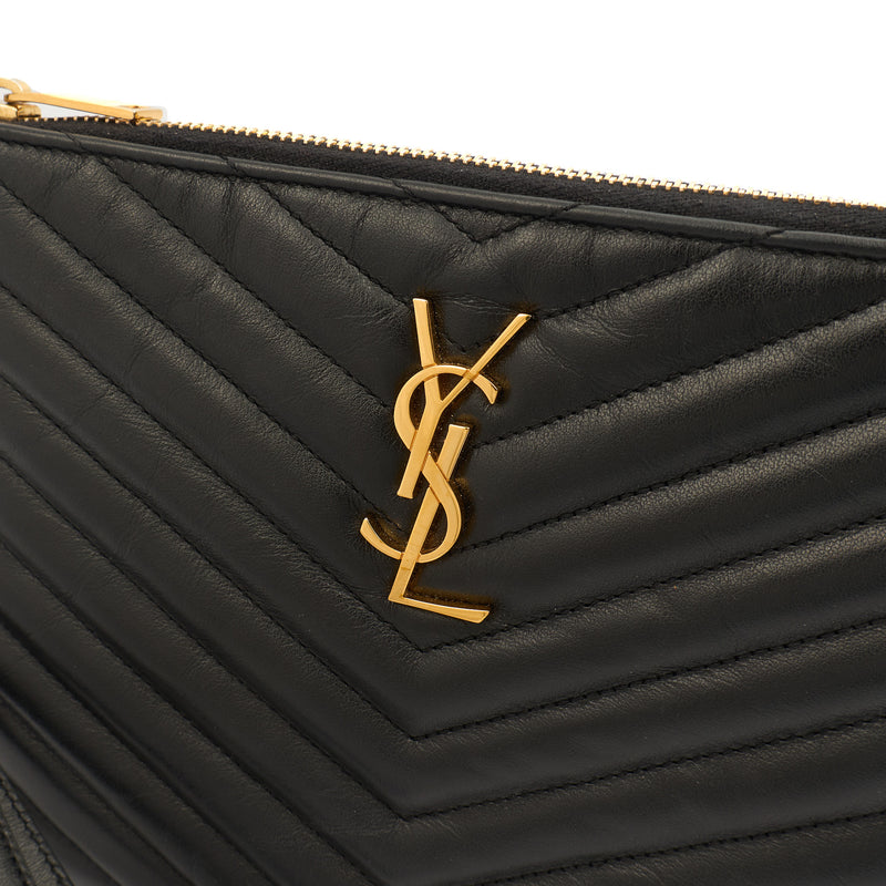 Picture of Saint Laurent Clutch Cassandre Zipped Pouch - Large in Black, Leather