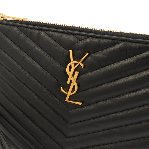 Picture of Saint Laurent Clutch Cassandre Zipped Pouch - Large in Black, Leather