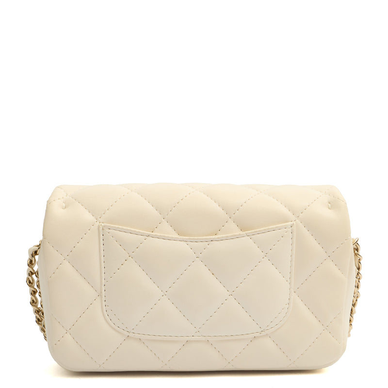 Picture of Chanel Cross Body Flap Bag in White, Lambskin Leather