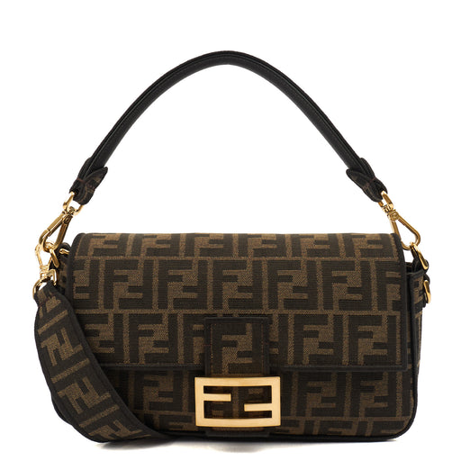 Picture of Fendi Shoulder Bag Baguette in Brown Jacquard FF, Canvas