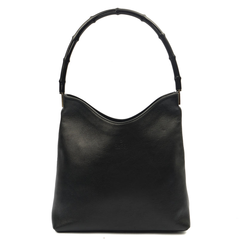 Gucci Tote Bamboo Shoulder in Black, Leather