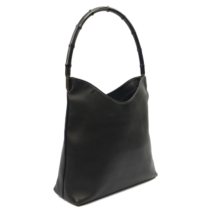 Gucci Tote Bamboo Shoulder in Black, Leather