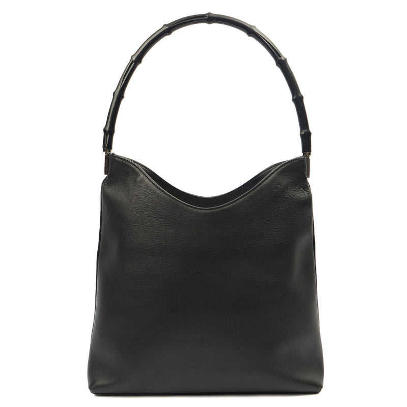 Gucci Tote Bamboo Shoulder in Black, Leather