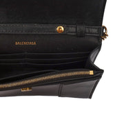 Picture of Balenciaga Shoulder Bag Hourglass Wallet on Chain in Black, Leather