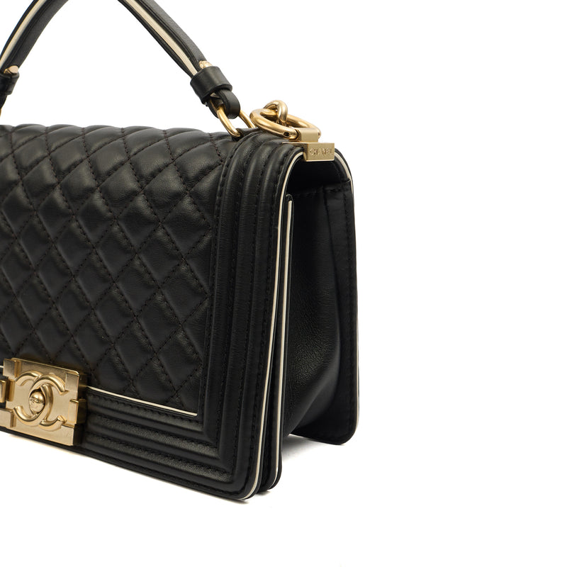 Chanel Cross Body Boy Top Handle - Medium in Black, Calfskin Leather