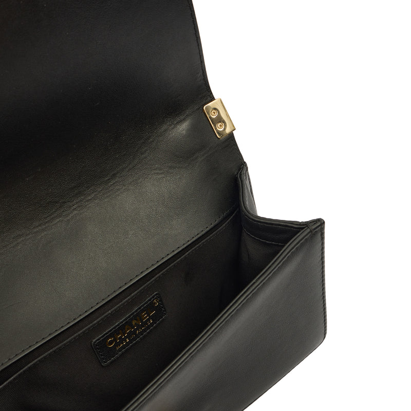 Chanel Cross Body Boy Top Handle - Medium in Black, Calfskin Leather