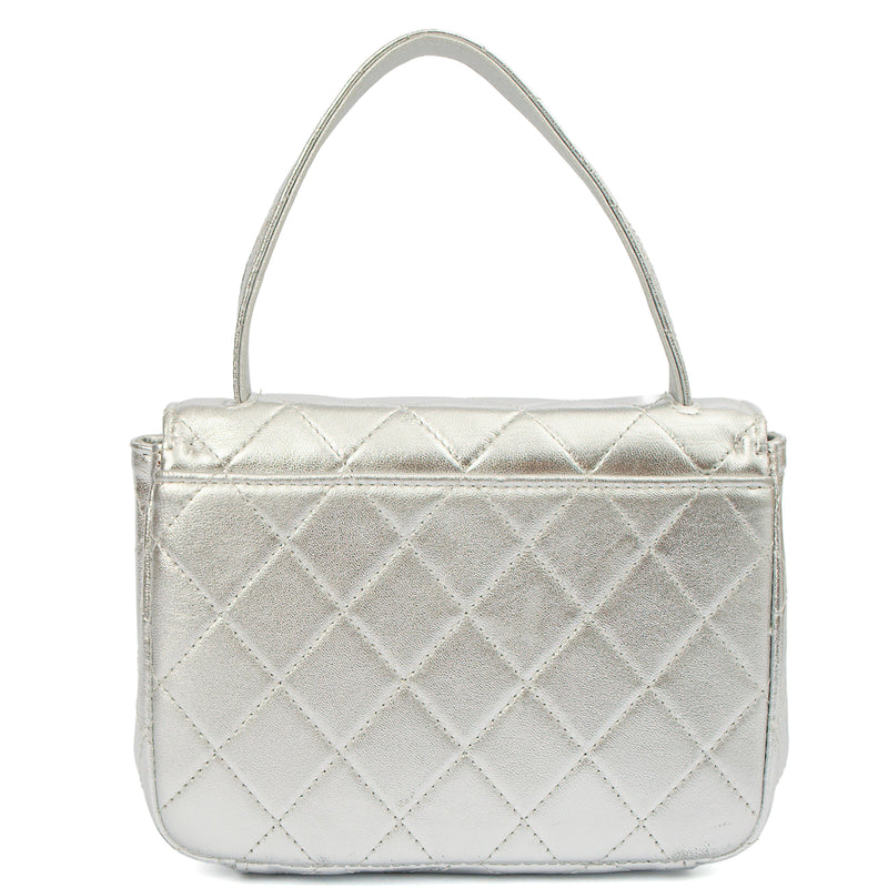 Picture of Chanel Top Handle Mini Flap with Top Handle in Metallic, Calfskin Leather