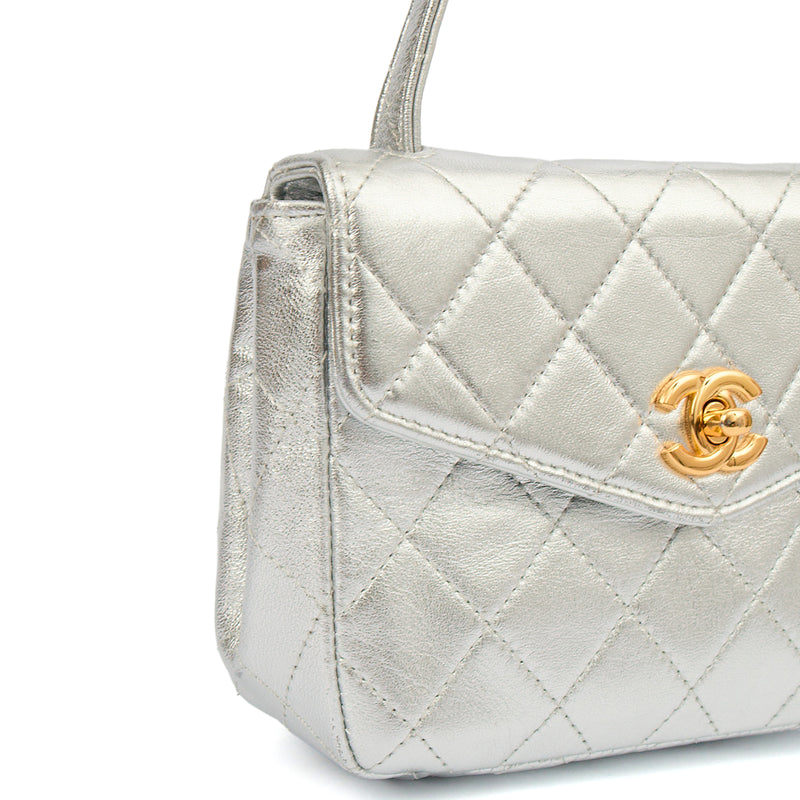 Picture of Chanel Top Handle Mini Flap with Top Handle in Metallic, Calfskin Leather