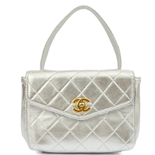 Picture of Chanel Top Handle Mini Flap with Top Handle in Metallic, Calfskin Leather