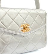 Picture of Chanel Top Handle Mini Flap with Top Handle in Metallic, Calfskin Leather