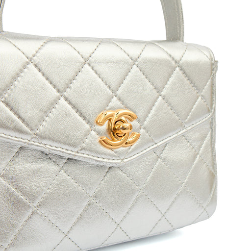 Picture of Chanel Top Handle Mini Flap with Top Handle in Metallic, Calfskin Leather