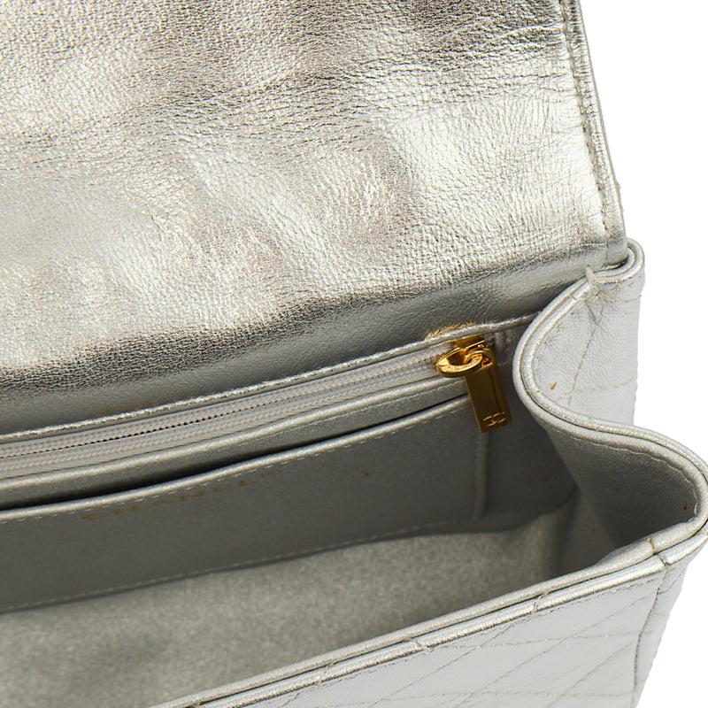 Picture of Chanel Top Handle Mini Flap with Top Handle in Metallic, Calfskin Leather