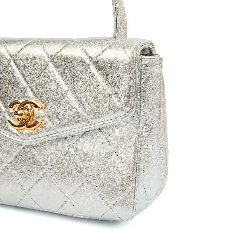 Picture of Chanel Top Handle Mini Flap with Top Handle in Metallic, Calfskin Leather