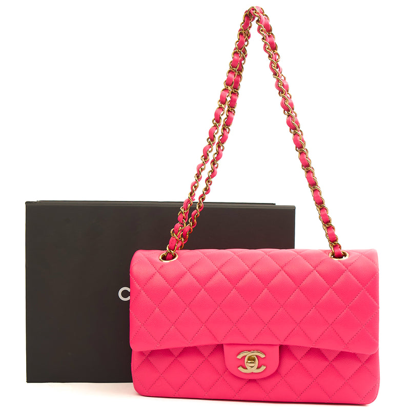 **22P COLLECTION** Chanel Classic Double Flap - Medium in Pink, Caviar Leather
