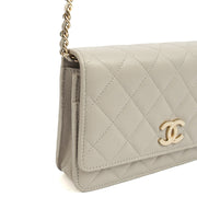 Picture of Chanel Cross Body Wallet on Chain in Grey, Caviar Leather