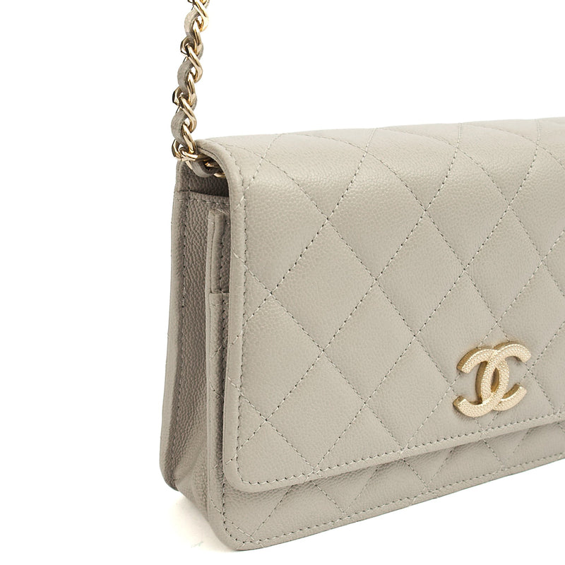 Picture of Chanel Cross Body Wallet on Chain in Grey, Caviar Leather