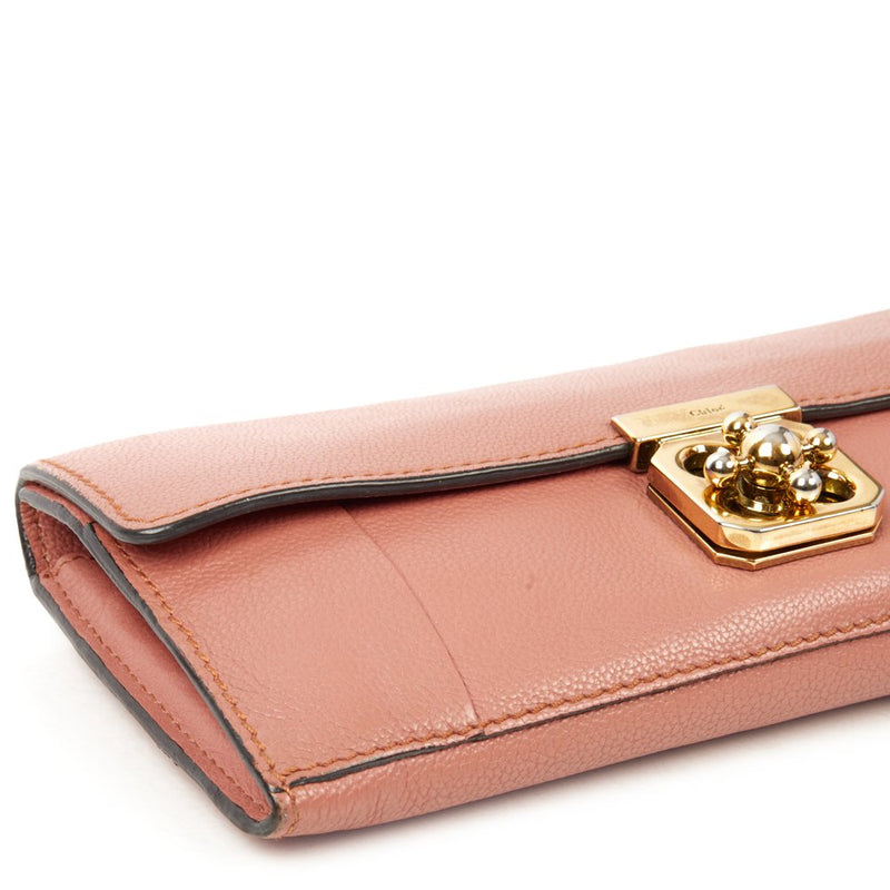 Picture of Chloe Purse Elsie Continental Flap Wallet in Nut, Calfskin Leather