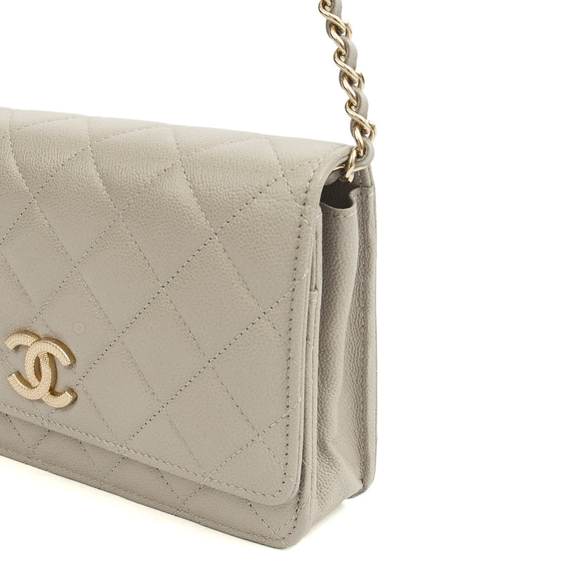 Picture of Chanel Cross Body Wallet on Chain in Grey, Caviar Leather
